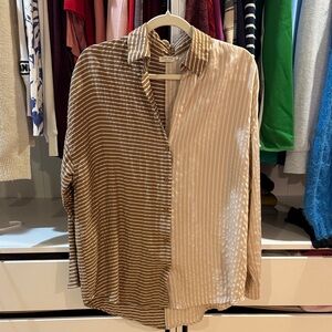 Miss Love Two Tone Stripe Oversized Button Down
